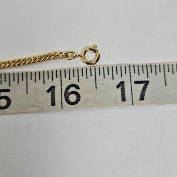 Vintage Black Enamel V Cut Out Necklace 16.5" Curb Chain Choker Gold Tone Metal - Picture 6 of 9